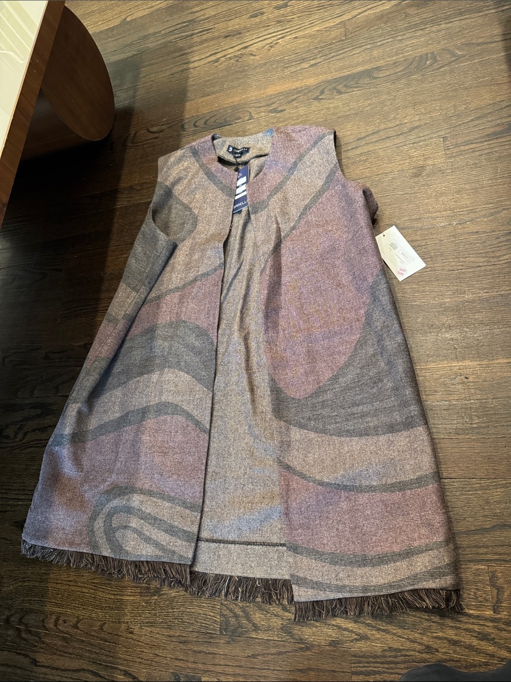 Sleeveless Abstract Wave Wool Blend Vest - Purple Gray